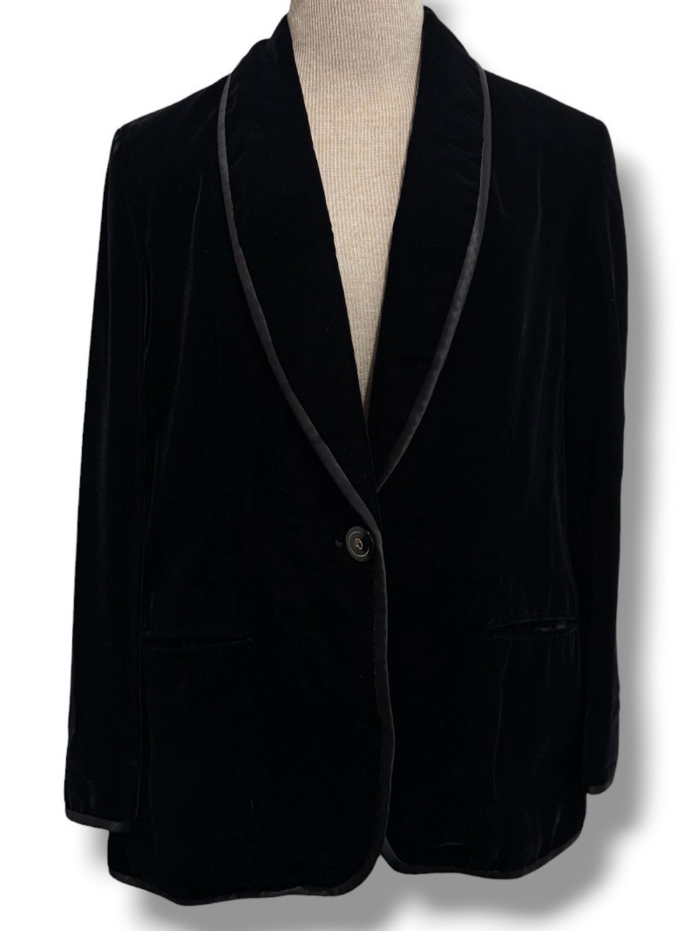 Vintage Black Velvet Blazer Men's Size 44 ? Large Bowen Co Smoking Jacket Formal